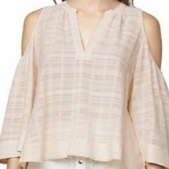 BCBGMaxazria ELIN Blouse Feminine Pink Peach Sheer Cotton Top S Beach NWT $158 - Picture 1 of 12